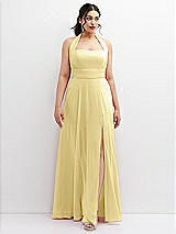 Front View Thumbnail - Pale Yellow Chiffon Convertible Maxi Dress with Multi-Way Tie Straps