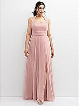 Front View Thumbnail - Rose - PANTONE Rose Quartz Chiffon Convertible Maxi Dress with Multi-Way Tie Straps
