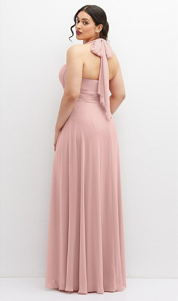 Back View - Rose - PANTONE Rose Quartz Chiffon Convertible Maxi Dress with Multi-Way Tie Straps