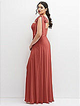 Alt View 2 Thumbnail - Coral Pink Chiffon Convertible Maxi Dress with Multi-Way Tie Straps