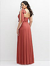 Alt View 3 Thumbnail - Coral Pink Chiffon Convertible Maxi Dress with Multi-Way Tie Straps