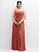 Alt View 4 Thumbnail - Coral Pink Chiffon Convertible Maxi Dress with Multi-Way Tie Straps