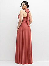 Rear View Thumbnail - Coral Pink Chiffon Convertible Maxi Dress with Multi-Way Tie Straps