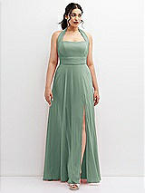 Front View Thumbnail - Seagrass Chiffon Convertible Maxi Dress with Multi-Way Tie Straps