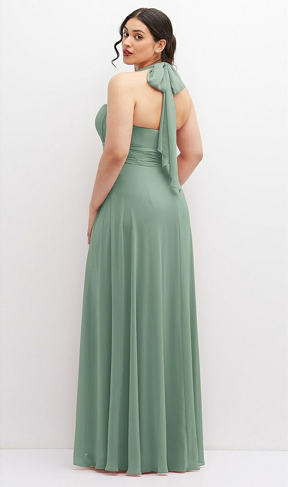 Back View - Seagrass Chiffon Convertible Maxi Dress with Multi-Way Tie Straps