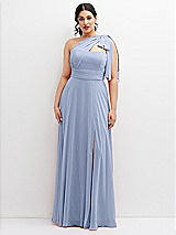 Alt View 1 Thumbnail - Sky Blue Chiffon Convertible Maxi Dress with Multi-Way Tie Straps