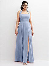 Front View Thumbnail - Sky Blue Chiffon Convertible Maxi Dress with Multi-Way Tie Straps