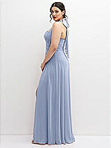 Side View Thumbnail - Sky Blue Chiffon Convertible Maxi Dress with Multi-Way Tie Straps