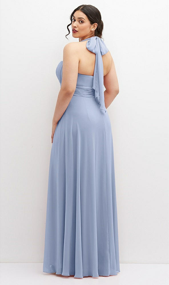Back View - Sky Blue Chiffon Convertible Maxi Dress with Multi-Way Tie Straps