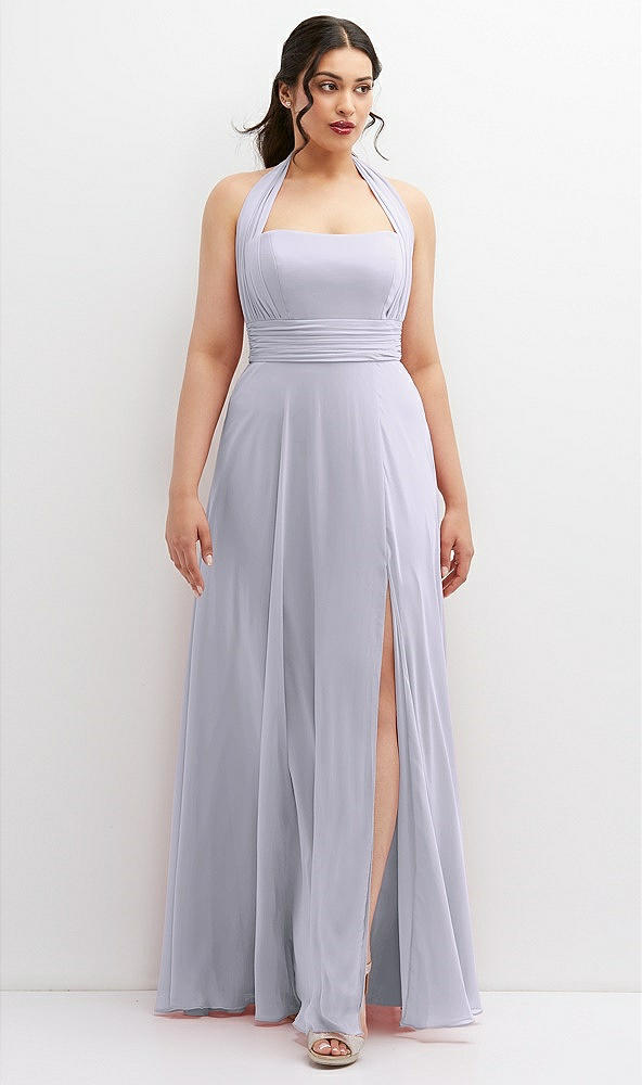 Front View - Silver Dove Chiffon Convertible Maxi Dress with Multi-Way Tie Straps