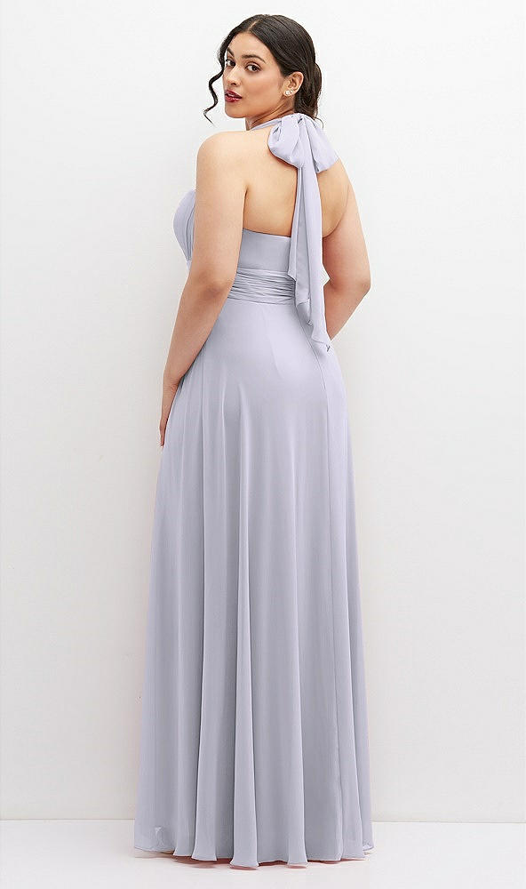 Back View - Silver Dove Chiffon Convertible Maxi Dress with Multi-Way Tie Straps