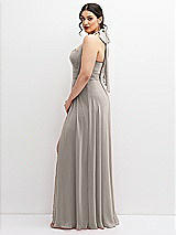 Side View Thumbnail - Taupe Chiffon Convertible Maxi Dress with Multi-Way Tie Straps