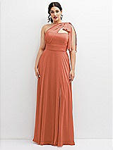 Alt View 1 Thumbnail - Terracotta Copper Chiffon Convertible Maxi Dress with Multi-Way Tie Straps