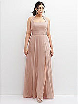 Front View Thumbnail - Toasted Sugar Chiffon Convertible Maxi Dress with Multi-Way Tie Straps