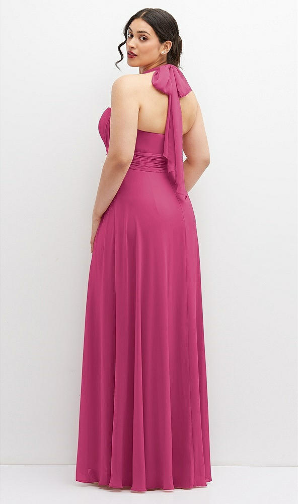 Back View - Tea Rose Chiffon Convertible Maxi Dress with Multi-Way Tie Straps