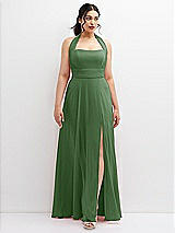Front View Thumbnail - Vineyard Green Chiffon Convertible Maxi Dress with Multi-Way Tie Straps