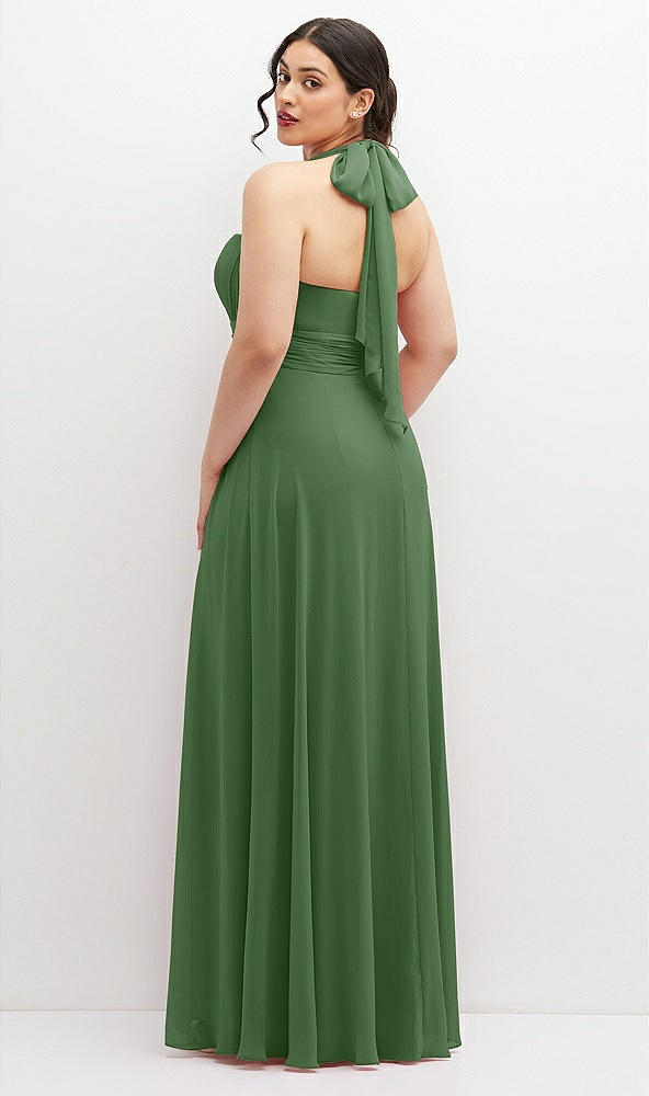 Back View - Vineyard Green Chiffon Convertible Maxi Dress with Multi-Way Tie Straps