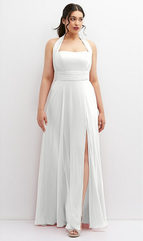 Front View - White Chiffon Convertible Maxi Dress with Multi-Way Tie Straps