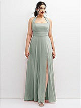 Front View Thumbnail - Willow Green Chiffon Convertible Maxi Dress with Multi-Way Tie Straps