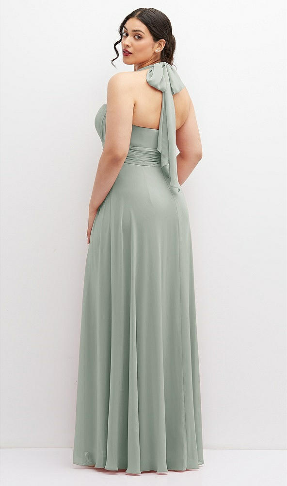 Back View - Willow Green Chiffon Convertible Maxi Dress with Multi-Way Tie Straps