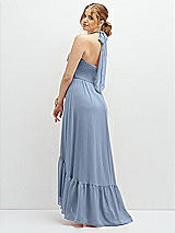 Rear View Thumbnail - Cloudy Chiffon Halter High-Low Dress with Deep Ruffle Hem