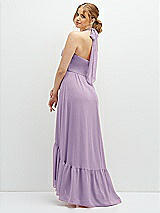 Rear View Thumbnail - Pale Purple Chiffon Halter High-Low Dress with Deep Ruffle Hem