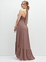 Rear View Thumbnail - Sienna Chiffon Halter High-Low Dress with Deep Ruffle Hem