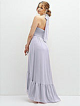 Rear View Thumbnail - Silver Dove Chiffon Halter High-Low Dress with Deep Ruffle Hem