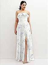 Front View Thumbnail - Bleu Garden Tiered Ruffle Neck Strapless Maxi Dress with Front Slit