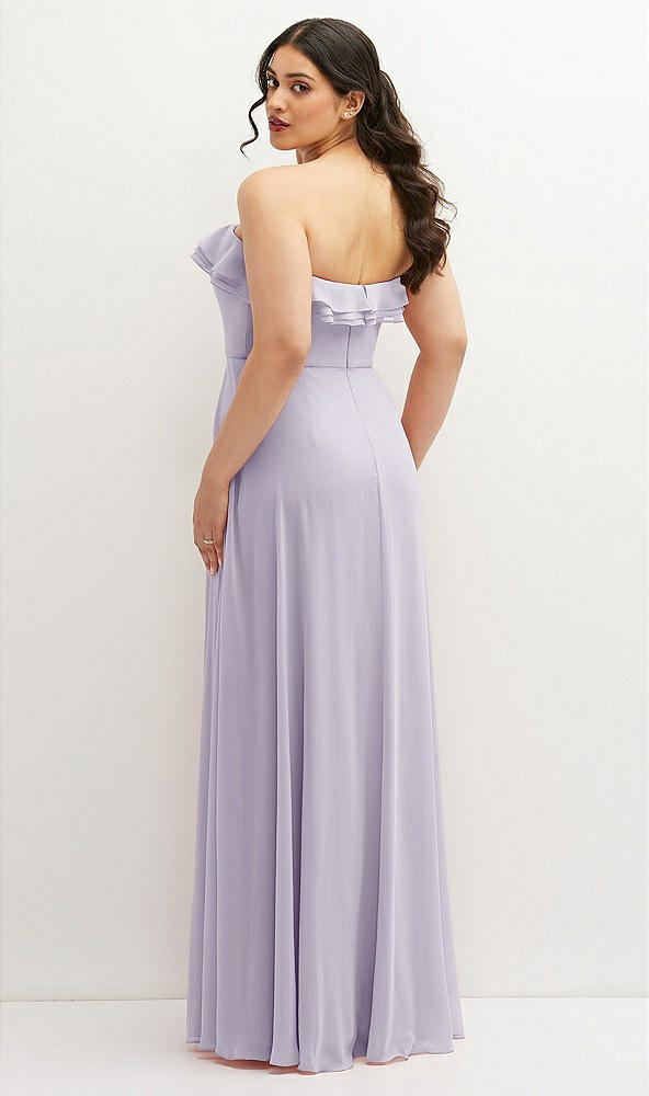 Back View - Moondance Tiered Ruffle Neck Strapless Maxi Dress with Front Slit