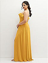 Side View Thumbnail - NYC Yellow Tiered Ruffle Neck Strapless Maxi Dress with Front Slit