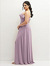 Side View Thumbnail - Suede Rose Tiered Ruffle Neck Strapless Maxi Dress with Front Slit