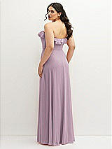 Rear View Thumbnail - Suede Rose Tiered Ruffle Neck Strapless Maxi Dress with Front Slit