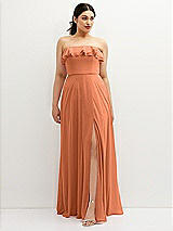 Front View Thumbnail - Sweet Melon Tiered Ruffle Neck Strapless Maxi Dress with Front Slit