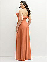 Rear View Thumbnail - Sweet Melon Tiered Ruffle Neck Strapless Maxi Dress with Front Slit