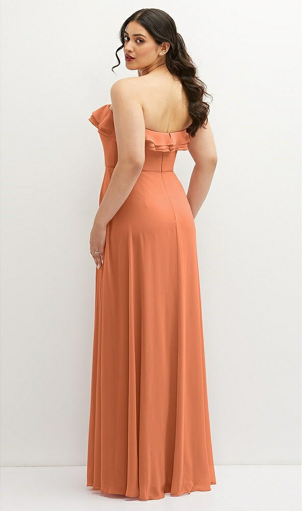 Back View - Sweet Melon Tiered Ruffle Neck Strapless Maxi Dress with Front Slit