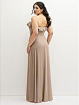 Rear View Thumbnail - Topaz Tiered Ruffle Neck Strapless Maxi Dress with Front Slit