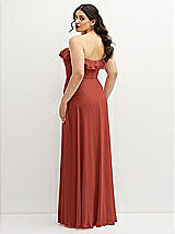 Rear View Thumbnail - Amber Sunset Tiered Ruffle Neck Strapless Maxi Dress with Front Slit