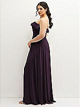 Side View Thumbnail - Aubergine Tiered Ruffle Neck Strapless Maxi Dress with Front Slit