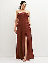 Front View Thumbnail - Auburn Moon Tiered Ruffle Neck Strapless Maxi Dress with Front Slit
