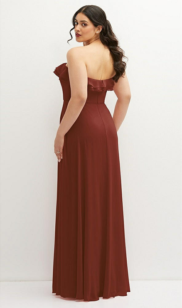 Back View - Auburn Moon Tiered Ruffle Neck Strapless Maxi Dress with Front Slit