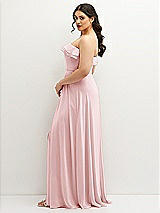 Side View Thumbnail - Ballet Pink Tiered Ruffle Neck Strapless Maxi Dress with Front Slit