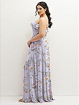 Side View Thumbnail - Butterfly Botanica Silver Dove Tiered Ruffle Neck Strapless Maxi Dress with Front Slit