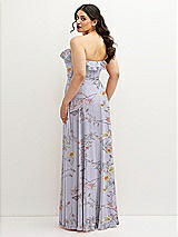 Rear View Thumbnail - Butterfly Botanica Silver Dove Tiered Ruffle Neck Strapless Maxi Dress with Front Slit