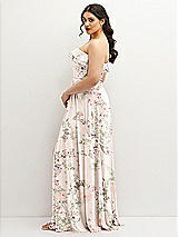 Side View Thumbnail - Blush Garden Tiered Ruffle Neck Strapless Maxi Dress with Front Slit