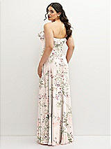 Rear View Thumbnail - Blush Garden Tiered Ruffle Neck Strapless Maxi Dress with Front Slit