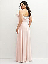 Rear View Thumbnail - Blush Tiered Ruffle Neck Strapless Maxi Dress with Front Slit