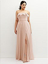 Front View Thumbnail - Cameo Tiered Ruffle Neck Strapless Maxi Dress with Front Slit