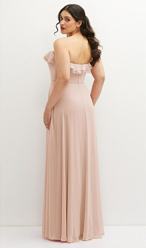 Back View - Cameo Tiered Ruffle Neck Strapless Maxi Dress with Front Slit