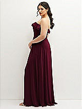 Side View Thumbnail - Cabernet Tiered Ruffle Neck Strapless Maxi Dress with Front Slit